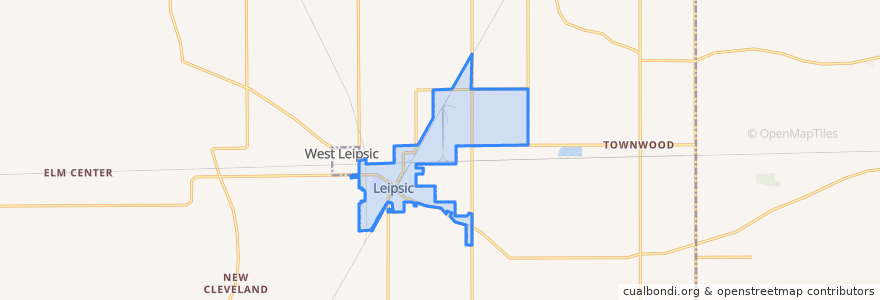 Mapa de ubicacion de Leipsic.