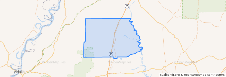 Mapa de ubicacion de Copiah County.