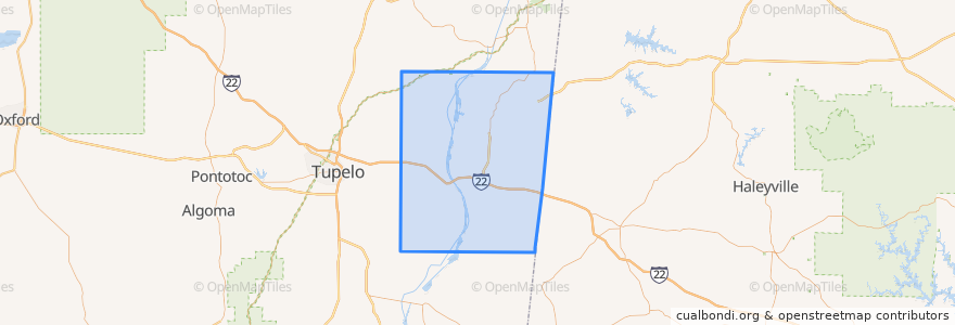 Mapa de ubicacion de Itawamba County.