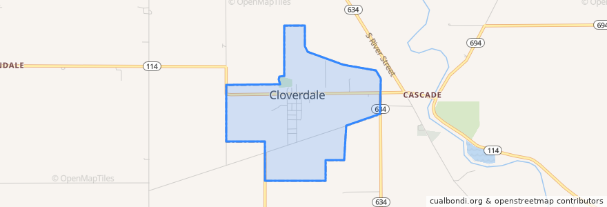 Mapa de ubicacion de Cloverdale.