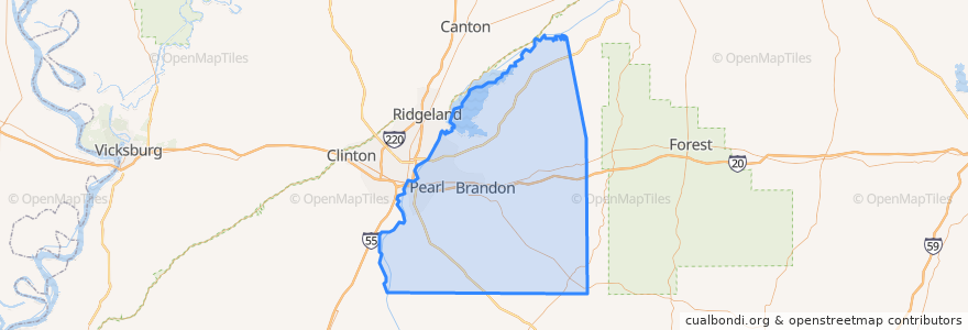 Mapa de ubicacion de Rankin County.