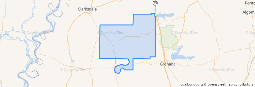 Mapa de ubicacion de Tallahatchie County.