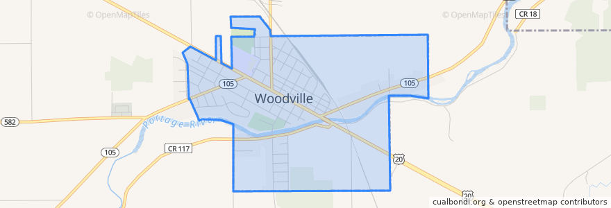 Mapa de ubicacion de Woodville.