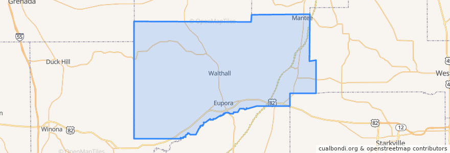 Mapa de ubicacion de Webster County.