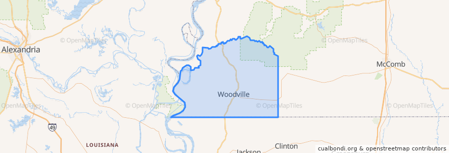 Mapa de ubicacion de Wilkinson County.