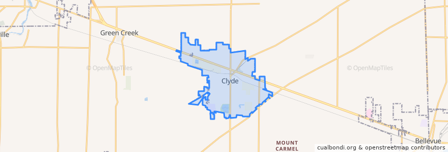 Mapa de ubicacion de Clyde.