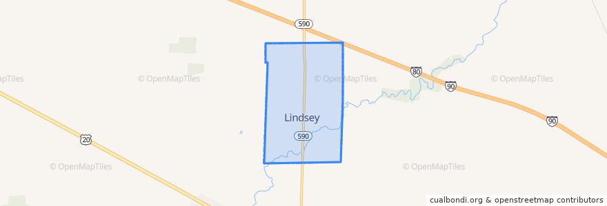 Mapa de ubicacion de Lindsey.