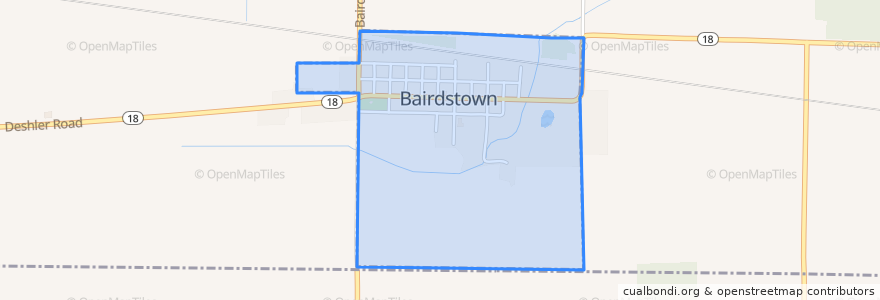 Mapa de ubicacion de Bairdstown.