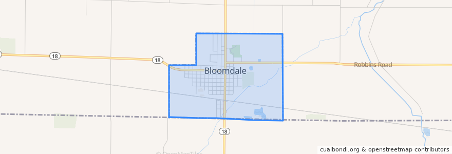 Mapa de ubicacion de Bloomdale.