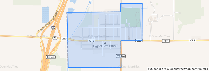 Mapa de ubicacion de Cygnet.
