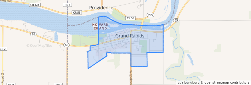 Mapa de ubicacion de Grand Rapids.