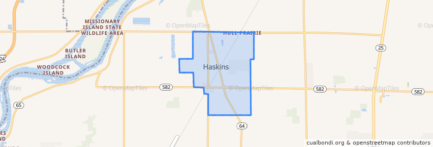 Mapa de ubicacion de Haskins.