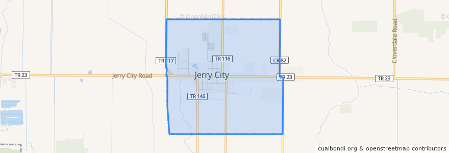 Mapa de ubicacion de Jerry City.
