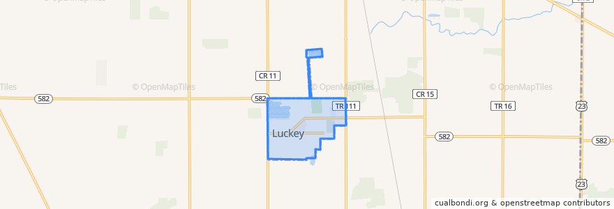 Mapa de ubicacion de Luckey.