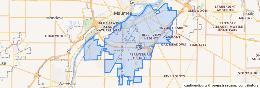 Mapa de ubicacion de Perrysburg.