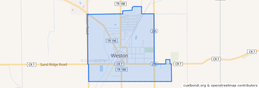 Mapa de ubicacion de Weston.