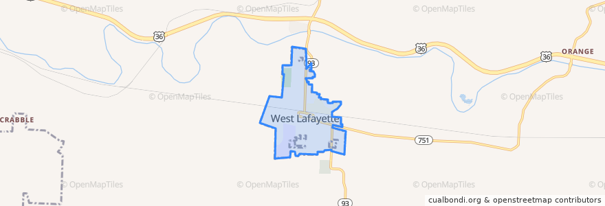 Mapa de ubicacion de West Lafayette.