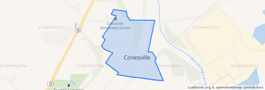 Mapa de ubicacion de Conesville.