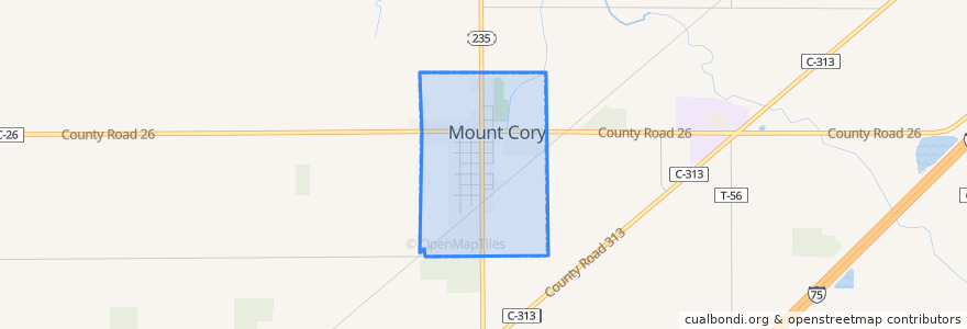 Mapa de ubicacion de Mount Cory.
