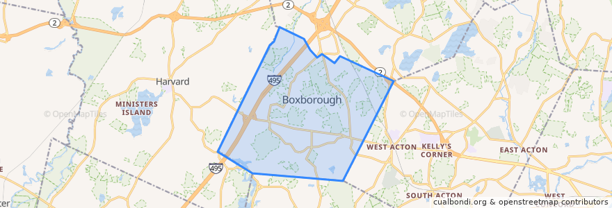 Mapa de ubicacion de Boxborough.