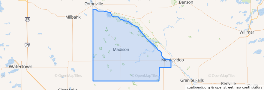 Mapa de ubicacion de Lac qui Parle County.