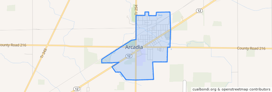 Mapa de ubicacion de Arcadia.