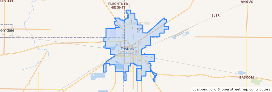 Mapa de ubicacion de Fostoria.