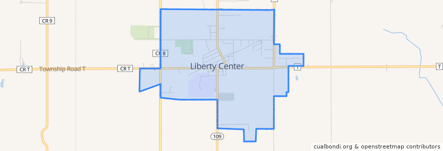 Mapa de ubicacion de Liberty Center.