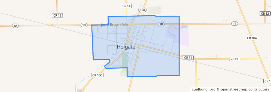 Mapa de ubicacion de Holgate.