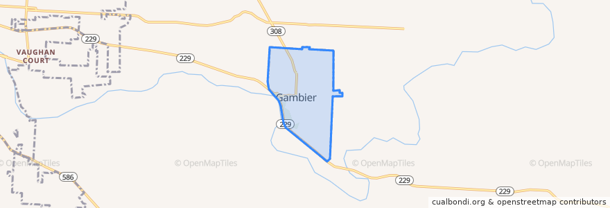 Mapa de ubicacion de Gambier.