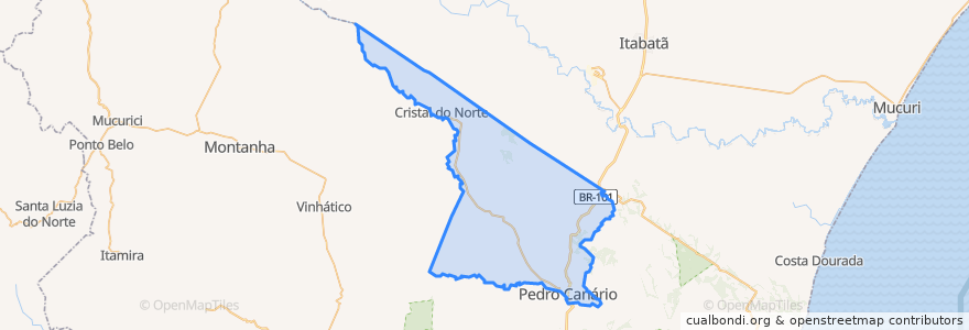 Mapa de ubicacion de Pedro Canário.