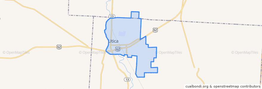 Mapa de ubicacion de Utica.