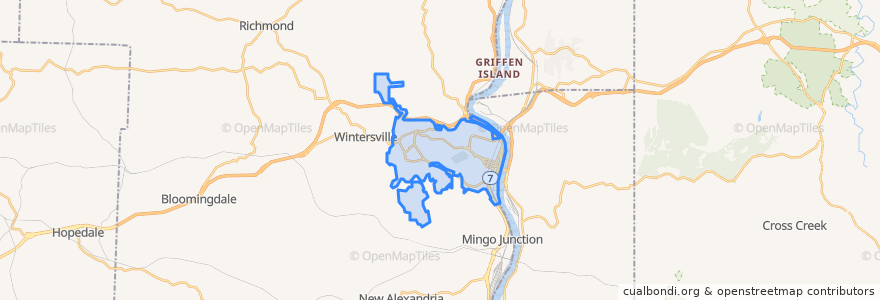 Mapa de ubicacion de Steubenville.