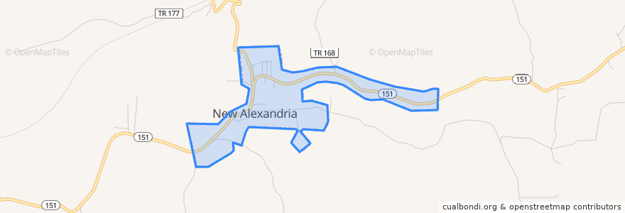 Mapa de ubicacion de New Alexandria.