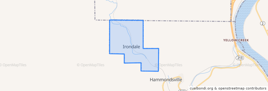 Mapa de ubicacion de Irondale.