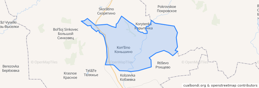 Mapa de ubicacion de Коньшинское сельское поселение.