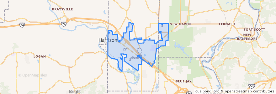 Mapa de ubicacion de Harrison.