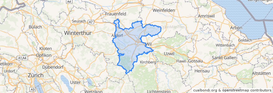 Mapa de ubicacion de Bezirk Münchwilen.