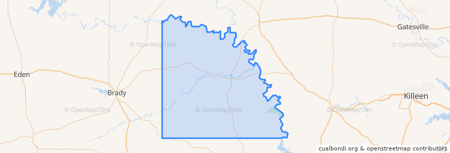 Mapa de ubicacion de San Saba County.