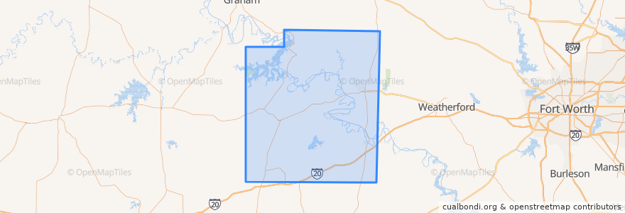 Mapa de ubicacion de Palo Pinto County.