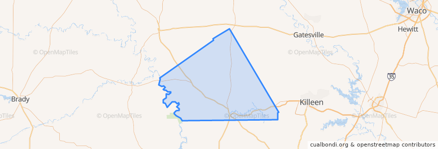 Mapa de ubicacion de Lampasas County.