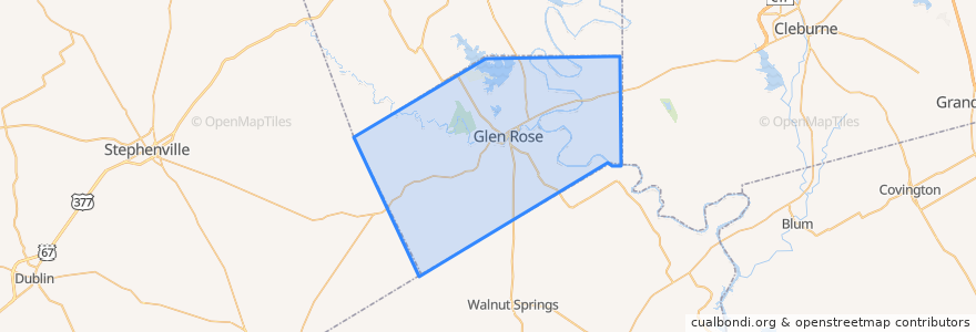 Mapa de ubicacion de Somervell County.