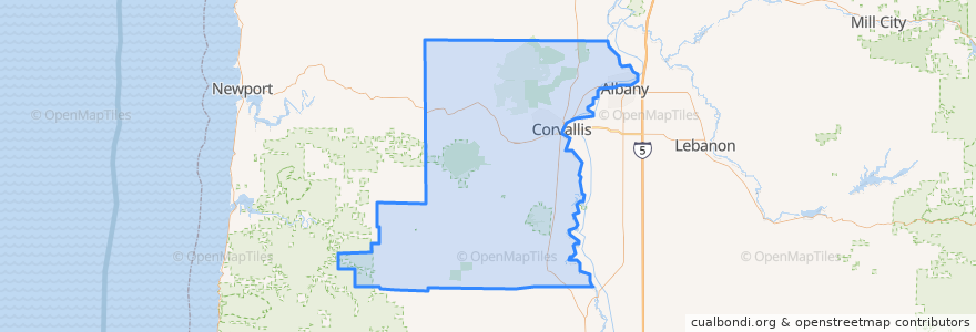 Mapa de ubicacion de Benton County.
