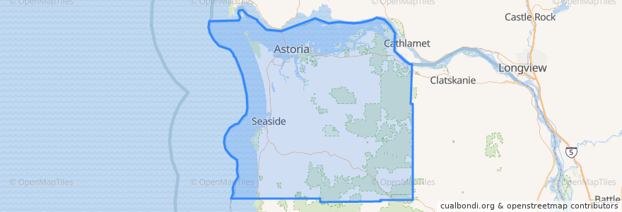 Mapa de ubicacion de Clatsop County.