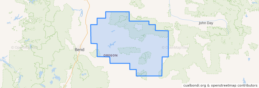 Mapa de ubicacion de Crook County.
