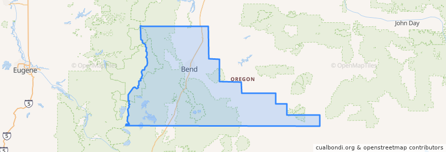 Mapa de ubicacion de Deschutes County.