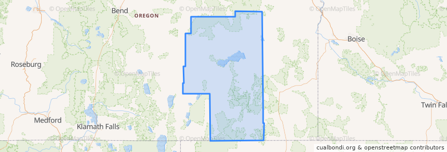 Mapa de ubicacion de Harney County.