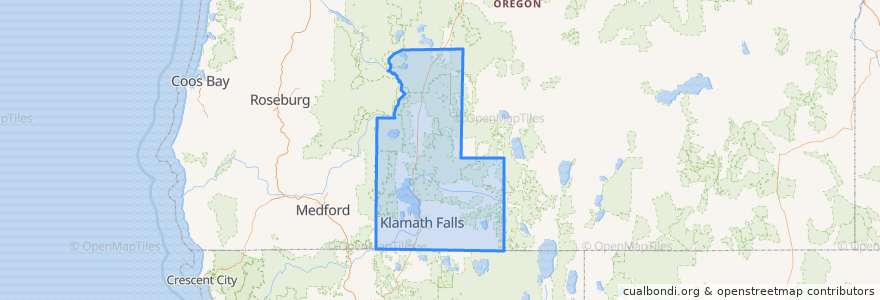 Mapa de ubicacion de Klamath County.