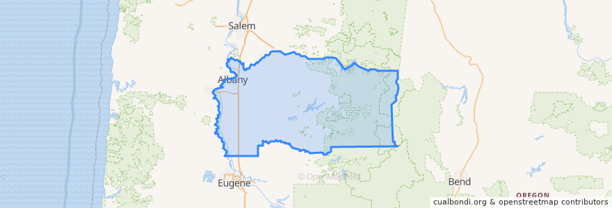 Mapa de ubicacion de Linn County.
