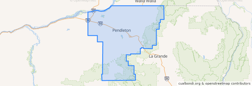 Mapa de ubicacion de Umatilla County.